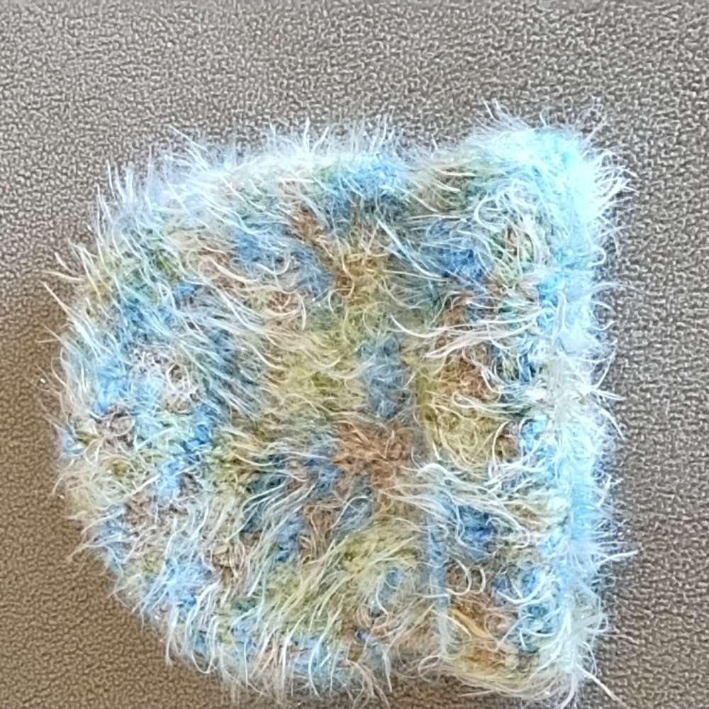 VTG 90s Eyelash Knit Fuzzy Beanie Boho Colorful Winter Hat Blue Green Brown